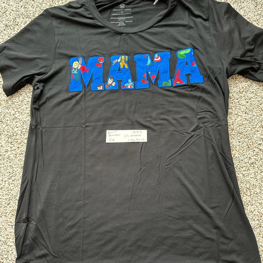 Bamboo Black T-Shirt with Blue LEGO 'MAMA' Graphic